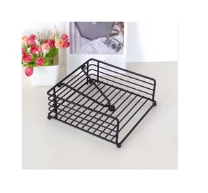 Estante de soporte de pañuelos de metal, hierro, plata, negro, con función colgante y logotipo personalizado para mesa de restaurante - Product Image 5