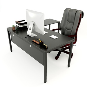 UConcept System L-Shaped <b>Desk</b> 160cm <b>Solid</b> <b>Wood</b> Main Tabletop Minimalist Steel Frame Assembly Required for Bedroom Use-HBUC019 - Product Image 2