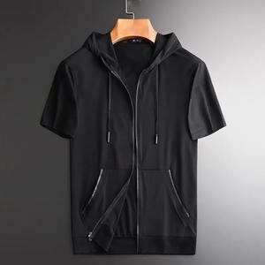 2025 <b>Men's</b> Casual Summer <b>Short</b>-<b>Sleeved</b> Zippered <b>Hoodie</b> Quick Drying & Breathable Versatile Solid Color Fashion - Product Image 4