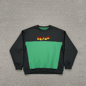 2025 New Arrived 100% Cotton Fleece Winter 2 Tone O-Neck Oversized <b>Hoodies</b> <b>Sweatshirt</b> Custom Embossed Logo Streetwear Women's - Product Image 4