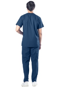 Exquisite Logo Custom V-neck Pattern Unisex Stretch Woven Cotton Blends Short Sleeves Hospital Beauty Salon Medical <b>Scrubs</b> - Product Image 4