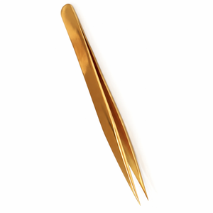Pince à épiler professionnelle en acier inoxydable à pointe droite dorée pour extensions de cils – Outil d'isolation de précision à prise facile - Product Image 6