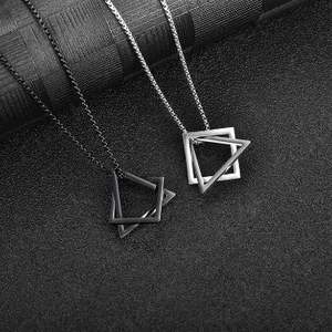 Usine En Gros Nouveau 925 En Acier Inoxydable Géométrique Triangle Colliers Pendentifs pour Femmes Bijoux De Mariage Cadeaux De Noël - Product Image 4