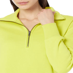Fabricante de ropa deportiva de alta calidad, sudadera de gran tamaño con media cremallera para mujer, algodón transpirable informal coreano - Product Image 3