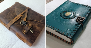 Diarios de cuero de desplazamiento en caja con encuadernación en espiral Papeles antiguos hechos a mano y tubo de desplazamiento de cuero Estilo Retro - Product Image 5