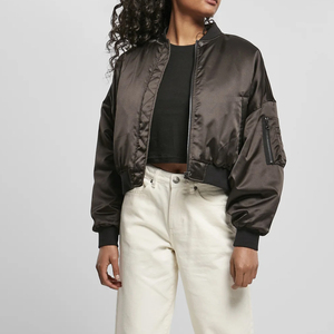 Chaqueta universitaria de satén de calidad superior para mujer en MOQ bajo El mejor diseño Chaqueta de satén cómoda y transpirable para mujer - Product Image 3