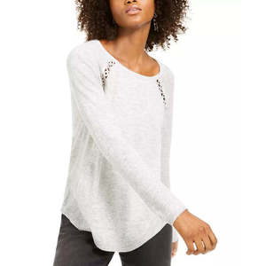 Maglione Casual da Donna INC International Concepts con Occhielli, Colore Grigio, Taglia Large, per la Stagione Autunnale - Product Image 1