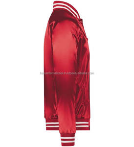 Chaqueta universitaria de béisbol al aire libre de alta calidad con cuello levantado tela de lona satinada logotipo personalizado bordado ropa de hombre suave - Product Image 5