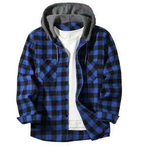 Hommes Chemises Classique Plaid Casual Boutonné À Capuche À Manches Longues Double Poches Chemise À Capuche Flanelle Veste Printemps Automne Tops - Product Image 4