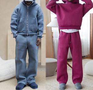 Ensemble Survêtement Personnalisé à Épaules Gouttes pour Hommes Surdimensionné Baggy Jogging Blanc Sweat à Capuche Lourd et Pantalon de Survêtement - Product Image 3