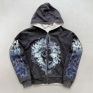 เสื้อฮู้ดดี้ผ้าคอตตอนหนานุ่มสไตล์วินเทจแบบสตรีทแวร์ รุ่นใหม่ ผลิตตามสั่ง (OEM) พิมพ์ลายสกรีนแบบกำหนดเอง ผ้าถักลายวาฟเฟิล สำหรับผู้ชาย แบบสองด้าน - Product Image 3