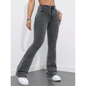 Jeans de Mezclilla Grises Ajustados de Cintura Alta para Mujer, Tela Transpirable Ecológica, Estilo Casual Urbano, Talla 26 40 - Product Image 4