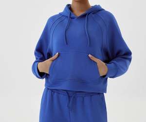 Pull épais de haute qualité poids lourd confortable coupe décontractée surdimensionné Stretch côtelé poignets sweat à capuche pour femme - Product Image 3