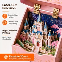 Boîte cadeau en papier avec logo personnalisé, éclairage LED, emballage cadeau romantique de luxe avec château et grande roue