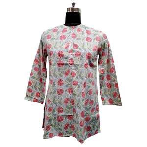<b>Kurti</b> Short Length Regular and Office wear Digital Printed Pattern Pure Cotton Fabric Fancy Top <b>For</b> <b>Women</b> & Girls Wear - Product Image 2