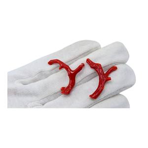 Combina un par de Coral rojo italiano Natural en forma de palo de Coral pulido áspero para hacer joyas de pendientes - Product Image 3