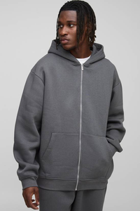Sweat à capuche personnalisé pour homme 100 % coton, technique Puff, coupe pull-over, en molleton bouclette, style streetwear ample, épaules tombantes, coupe oversize pour l'hiver - Product Image 4