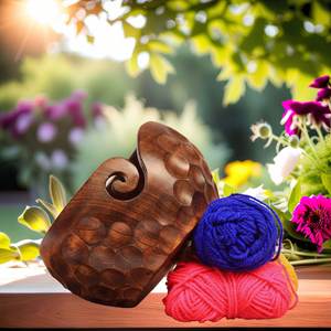 Natural Brown wooden yarn holder handmade lightweight elegant design yarn bowl <b>portable</b> <b>table</b> decoration wooden yarn organizer - Product Image 6