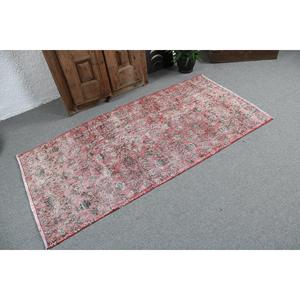 Turkish Rug, Accent 3x6.2 ft Vintage Rug, <b>Red</b> Gray Moroccan <b>Wool</b> Rug - Product Image 2