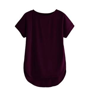 Longue longueur Hip Hop Style plaine Simple conception couleur vierge T-Shirts Top qualité coton fait saison d'été t-shirts pour les femmes - Product Image 5