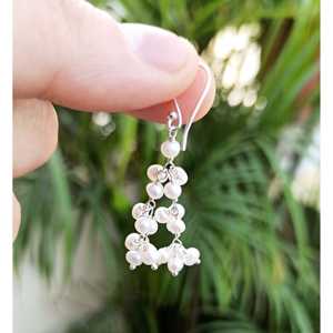 Handmade Freshwater Pearl <b>Dangle</b> Drop <b>Earrings</b> Bridal Sterling <b>Silver</b> <b>Earrings</b> - Product Image 3