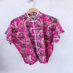 Blusa de Verano Personalizada para Mujer, Nuevo Diseño Kantha de Moda, Túnica de Manga Corta, Larga hasta el Suelo, Estampado Floral Dulce y Natural - Product Image 4