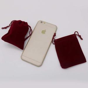 Package <b>Fabric</b> Mini Velvet Gift Bag With Drawstring, Burgundy <b>Red</b> Velvet Cloth Jewelry Pouches Wholesaler - Product Image 3