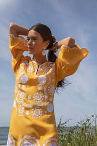 Venta al por mayor mejor precio Maxi bordado manga tres cuartos diseñador Boho elegante vestido largo para las mujeres desgaste del partido - Product Image 2