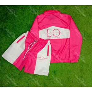 Men's High Street 100% polyester <b>Zip</b>-Up Windbreaker Jacket <b>Shorts</b> Two-Piece Tracksuit Streetwear Windbreaker <b>Shorts</b> Jacket Sets - Product Image 2