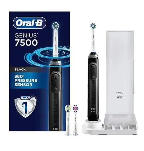 Oral B 7500 Brosse à dents électrique Orchidée violette avec 4 têtes de brosse et étui de voyage Capteur de pression visible pour protéger les gencives