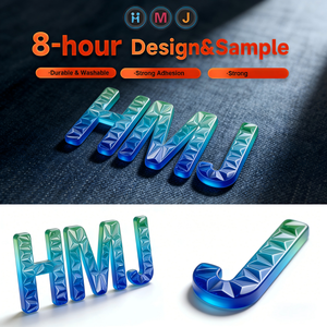 Emblemas Metálicos 3D TPU de Alta Frequência HMJ com Efeito Elevado Dourado para Roupas - Patches de Transferência - Fabricante - Product Image 3