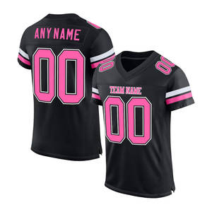Superb Quality Men's Adult American Football Jersey Black <b>Pink</b>-White Breathable Lightweight Team Sportswear Training Game Day - Product Image 1