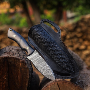 Handmade Damascus Steel Fixed Blade Hunting <b>Knife</b> Leather Sheath 56HRC Hardness Drop Point OEM B2B Wholesale AR <b>KNIVES</b> INDUSTRY - Product Image 3