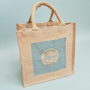 Fabricant de gros Logo personnalisé imprimé Eco réutilisable sac à main en toile de jute sac fourre-tout en jute pour le shopping - Product Image 4
