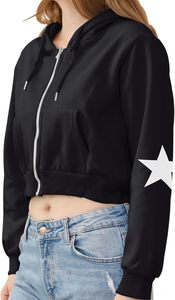 Sudadera con Capucha Corta Estampada con Estrellas para Mujer, Transpirable, de Moda Otoñal, Fabricantes de Alta Calidad, Sudadera Informal Personalizada - Product Image 5