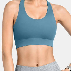 Crossback Sports Bra With Floral Print Orange Trim Breathable Support Activewear <b>Top</b> - Product Image 5