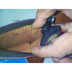 Embrague de algodón de gran capacidad colorido estilo bohemio bordado espejo detalle cremallera diseño étnico festivo portátil - Product Image 6