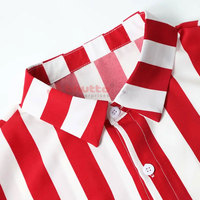 Conjunto Deportivo de Verano para Hombre, Transpirable, a Rayas, Camisa de Manga Corta con Botones, Pantalones Cortos Rojos, 2 Piezas, Poliéster/Algodón, Ropa Deportiva