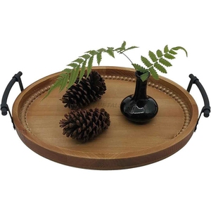 Bandeja de madera de tendencia superior en color blanco rústico con forma rectangular grande y asas elegantes perfectas para servir y exhibir - Product Image 5