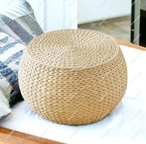 Tabouret pouf pouf personnalisé tissé naturel en rotin solide et durable pour salon cuisine hôtel console incrustée d'os - Product Image 2
