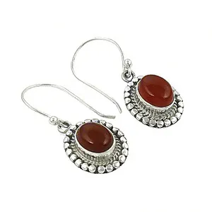 Pendientes Colgantes Vintage de Plata de Ley 925 con Piedra de Ágata, Joyería para Mujer, Uso Diario, Estilo Biselado - Product Image 3