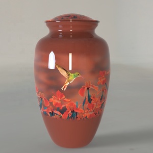 L MAX B EXPORTS Nouvelle urne funéraire en métal pour adulte, design rouge colibri, style européen/américain, écologique, personnalisable - Product Image 1