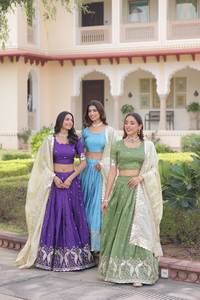 Ensemble Lehenga Choli traditionnel pour femmes, brodé, avec dupatta, tenue ethnique pour les fêtes, mariage, Diwali, hiver, été - Product Image 2