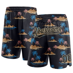 Industrie Direct Engro Sportswear Basketball <b>Shorts</b> Custom Black <b>City</b> 3D Hawaii Trees Island Authentic Basketball <b>Shorts</b> - Product Image 1