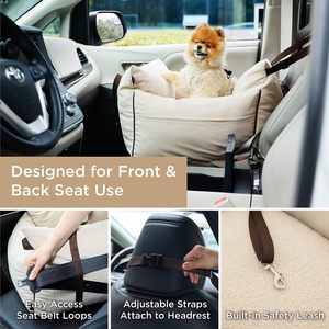 小型犬用カーシートカバー小型犬用ペット後部座席カバー車の子犬用シェルパ犬ブースターシートトラベルキャリアベッド - Product Image 3