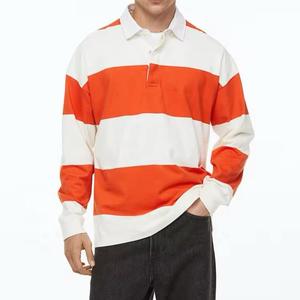 Camiseta de Rugby de Manga Larga para Hombre, Lisa o a Rayas, de Algodón y Elastano, con Logotipo Bordado Personalizado - Product Image 1