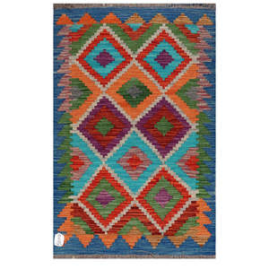 พรมอิมาโกะ ไมมาณา อัฟกานิสถาน คิลิม ขนาด 124 x 79 ซม. พรมปูพื้นแบบดั้งเดิมและชุดพรม - Product Image 1