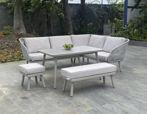 Aluminum <b>Outdoor</b> Seating Set 7 Pieces Woven Rope Patio Conversation Set Metal Sofa Set Cushioned Assembled <b>Table</b> <b>and</b> <b>Chair</b> - Product Image 1