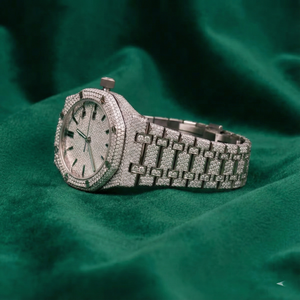 Reloj de Lujo con Diamantes Moissanite, Totalmente Engastado, Brazalete de Acero Inoxidable, Mecanismo Automático, Esfera Clásica, Reloj de Pulsera, Venta al por Mayor - Product Image 3