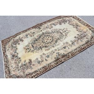 Tapis vintage turc 4,1x7 pi (126x213 cm), tapis brun ombré - Product Image 2